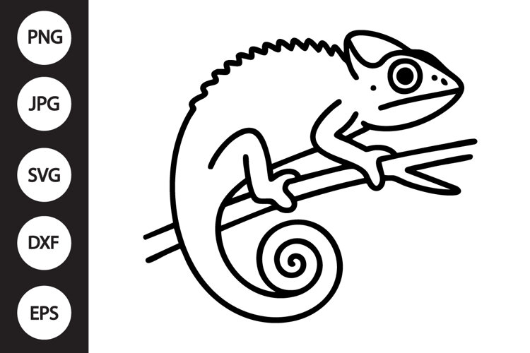 Chameleon Outline SVG, Coloring Page example image 1