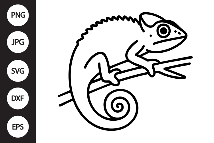 Chameleon Outline SVG, Coloring Page