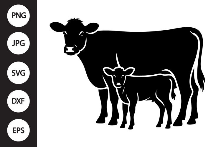 Cow Calf Silhouette Image 3