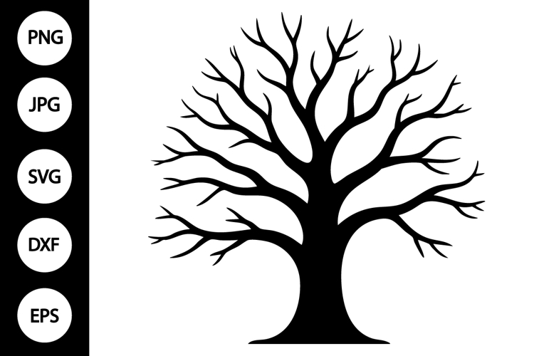 Bare Oak Tree Silhouette SVG
