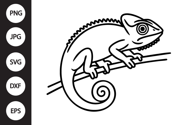 Chameleon Outline SVG, Coloring Page