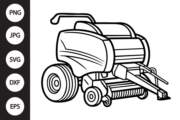 Round Baler Outline SVG, Coloring Page example image 1