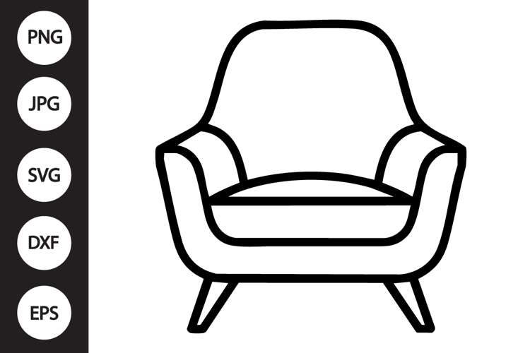 Modern Lounge Chair Outline SVG, Coloring Page