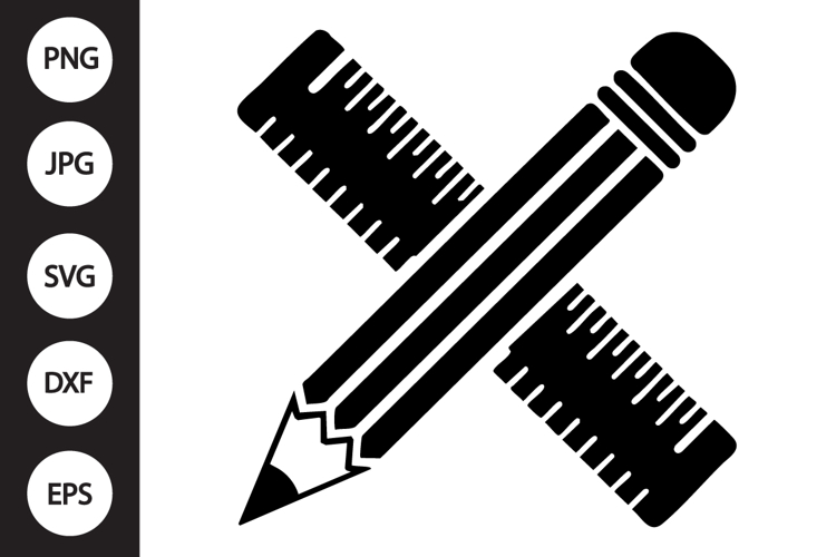 Ruler and Pencil Crossed SVG example image 1