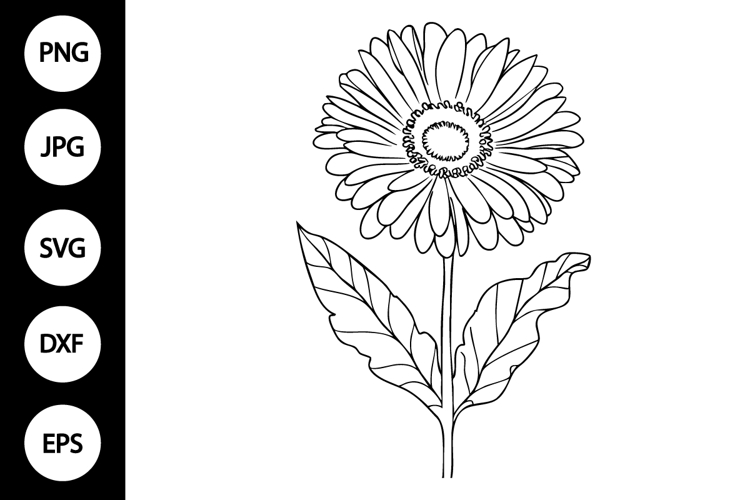 Flower Clipart Black And White Image 3