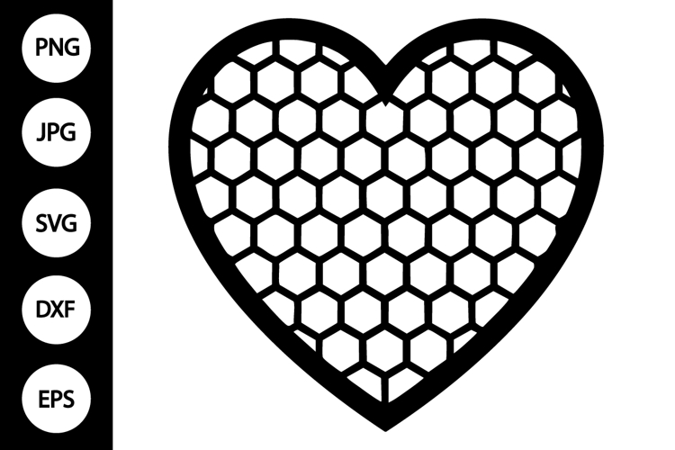Honeycomb Heart Outline SVG, Coloring Page