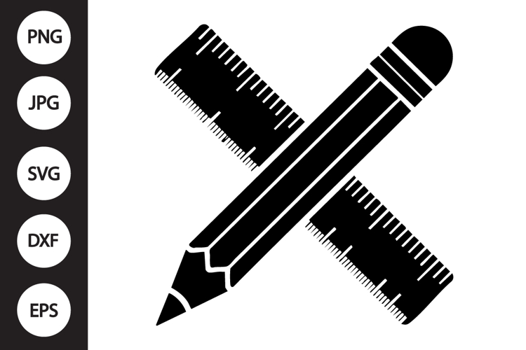 Ruler and Pencil Crossed SVG example image 1