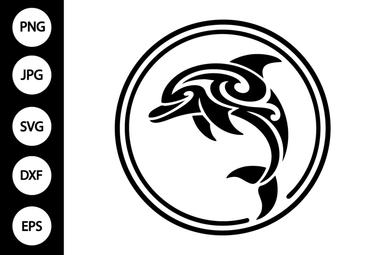 Tribal Dolphin in Circle SVG