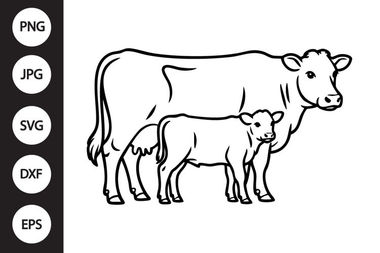 Cow Calf Silhouette Image 11