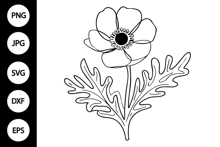 Flower Clipart Black And White Image 20