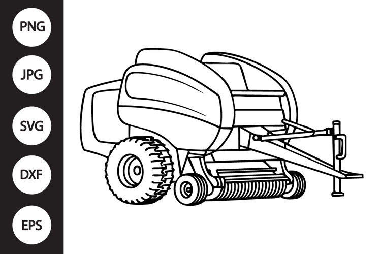 Round Baler Outline SVG, Coloring Page example image 1