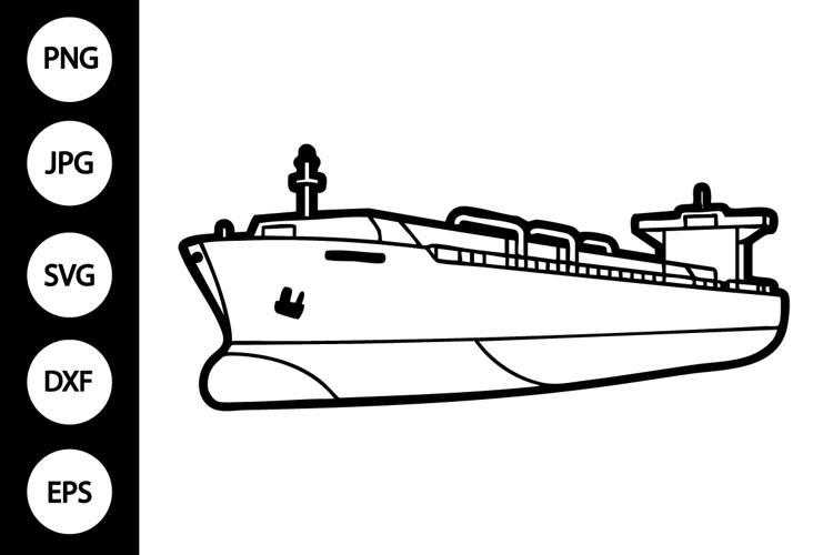Oil Tanker Ship Outline SVG, Coloring Page