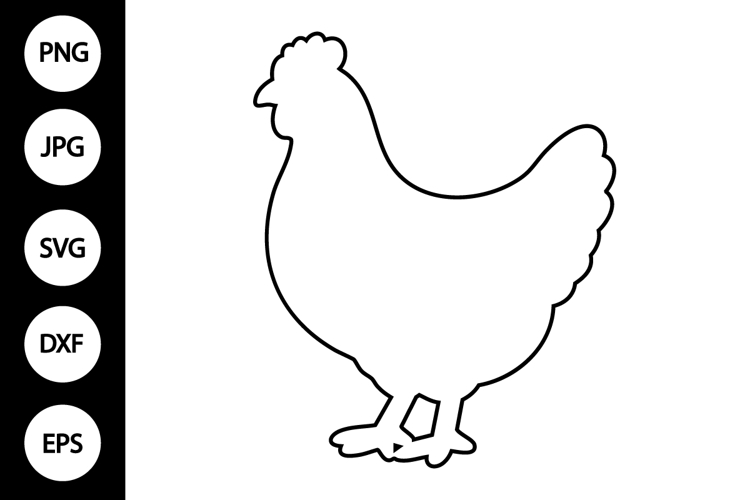 Chicken Outline SVG, Coloring Page