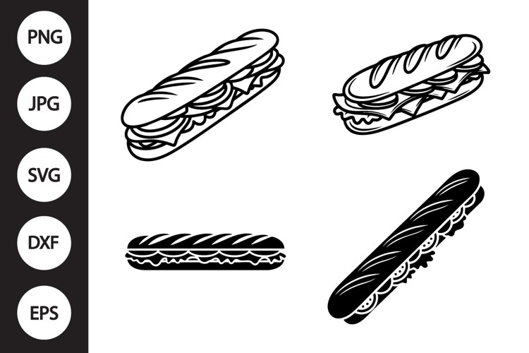 Baguette Sandwich SVG, Baguette Sandwich Clipart