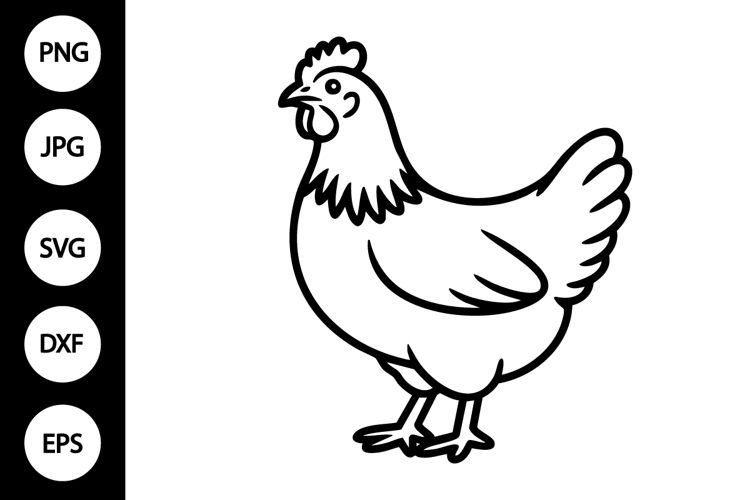 Chicken Outline SVG, Coloring Page