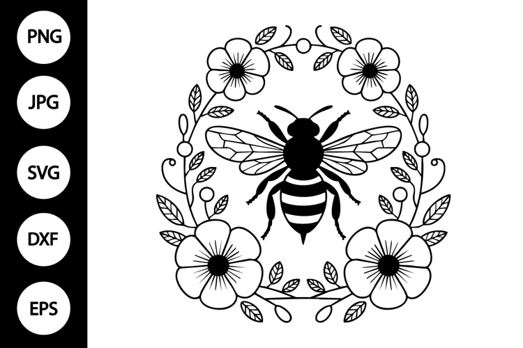 Bee with Flowers SVG