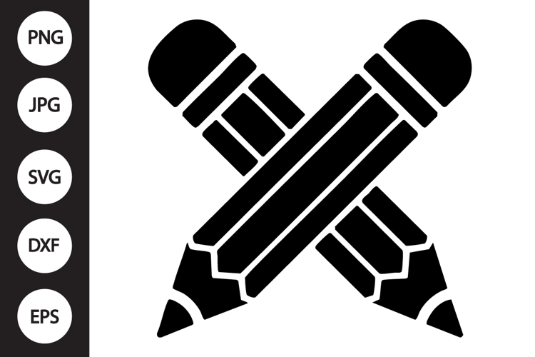 Crossed Pencils SVG example image 1