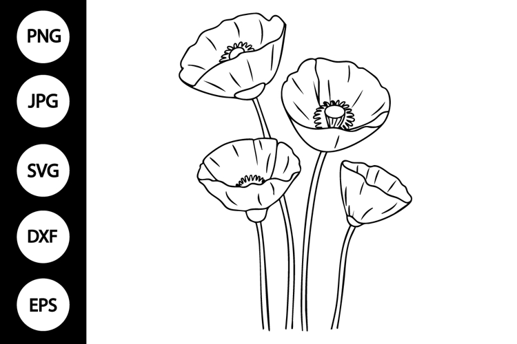 Flower Clipart Black And White Image 15