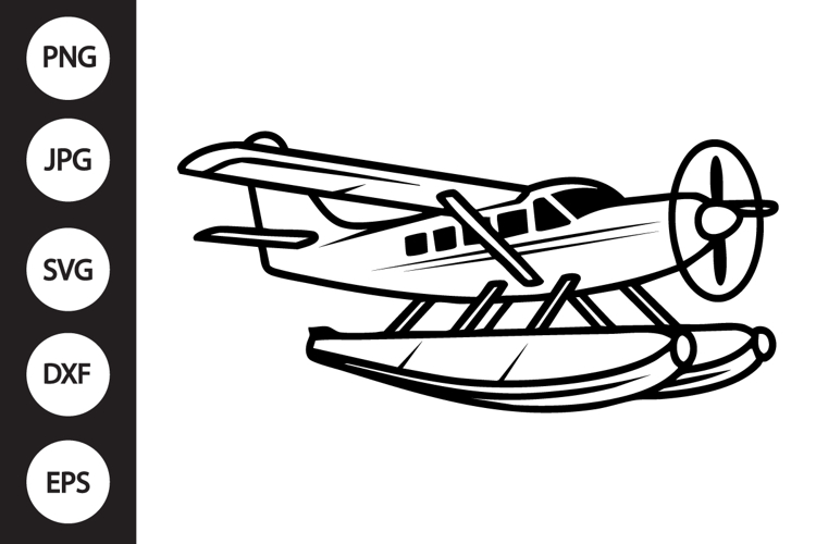 Seaplane Outline SVG, Coloring Page
