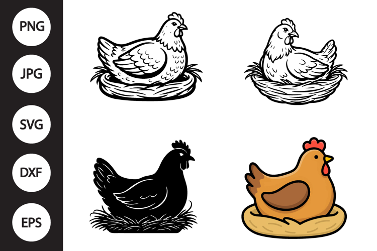 Chicken on Nest SVG, Chicken on Nest Clipart