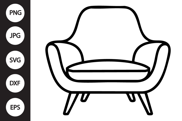 Modern Lounge Chair Outline SVG, Coloring Page