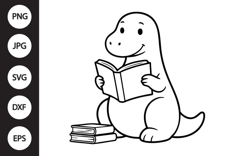 Reading Dinosaur SVG