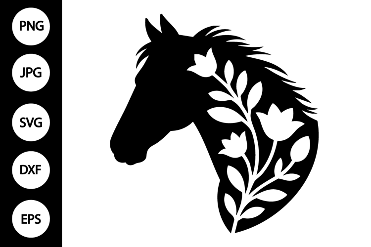 Floral Horse Head SVG