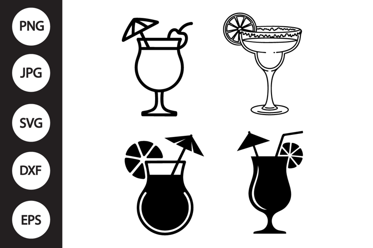 Tropical Cocktail Glass SVG, Tropical Cocktail Glass Clipart example image 1