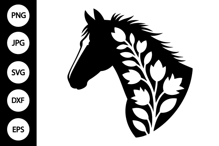 Floral Horse Head SVG