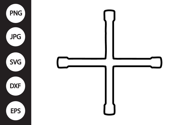 Cross Wheel Wrench SVG example image 1