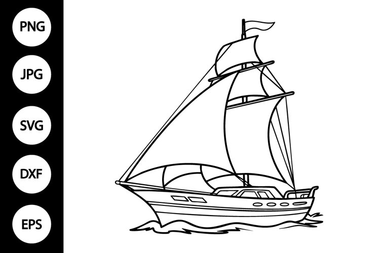 Ship Outline SVG, Coloring Page example image 1