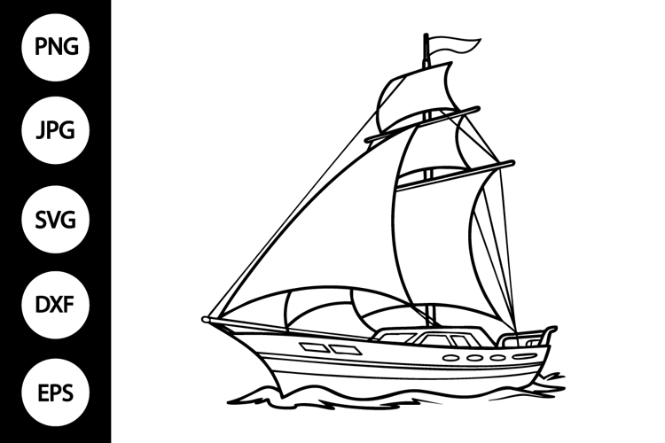 Ship Outline SVG, Coloring Page