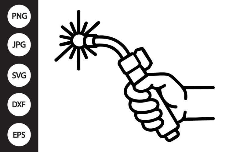 Welding Torch Hand Outline SVG, Coloring Page