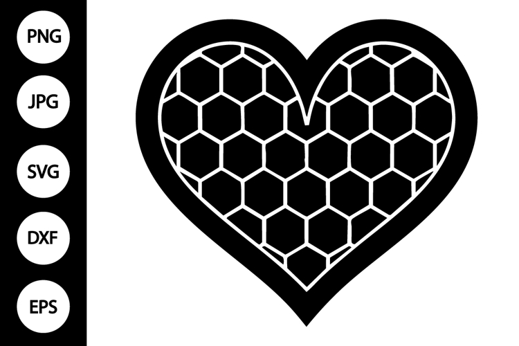 Honeycomb Heart Silhouette SVG
