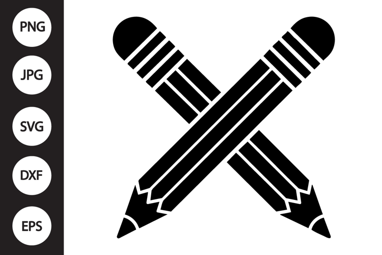 Crossed Pencils SVG example image 1