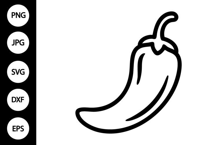 Chili Pepper Outline SVG, Coloring Page