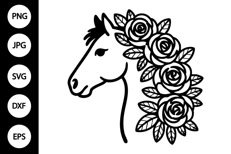 Floral Horse Head SVG