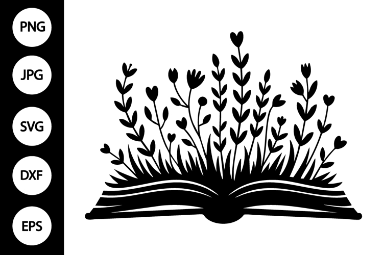 Floral Book SVG, Floral Book Silhouette SVG