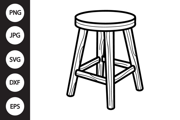 Wooden Stool SVG example image 1