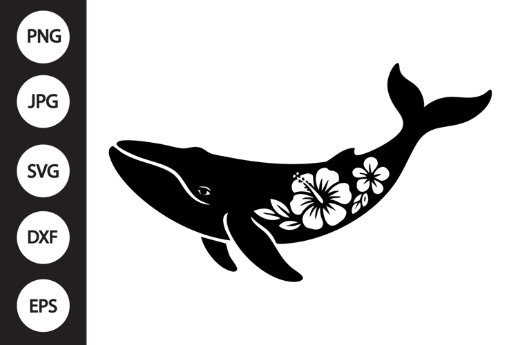Floral Whale SVG example image 1