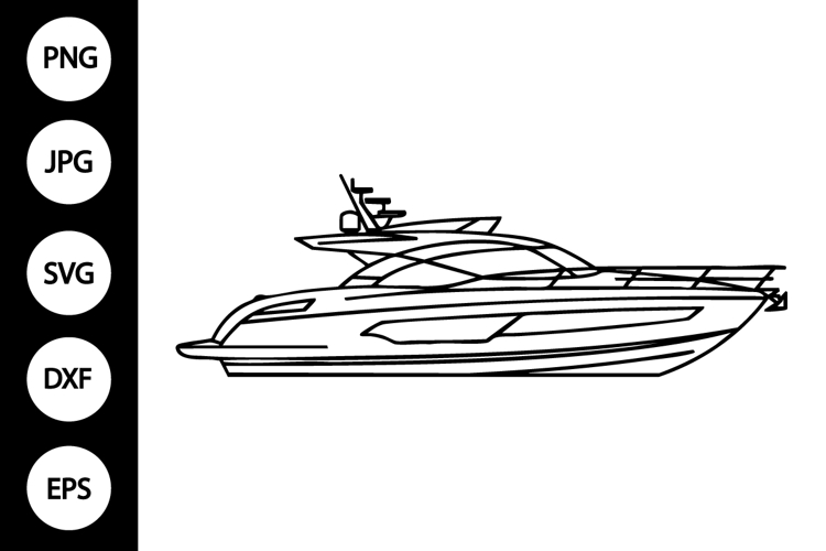 Yacht Boat Outline SVG, Coloring Page