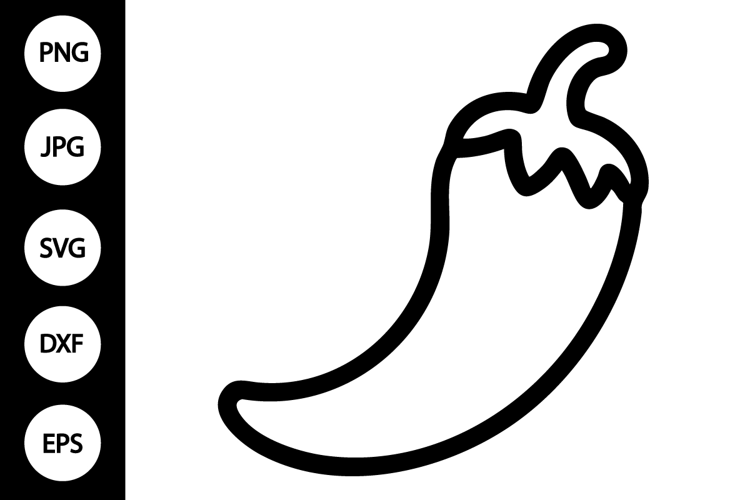Chili Pepper Outline SVG, Coloring Page