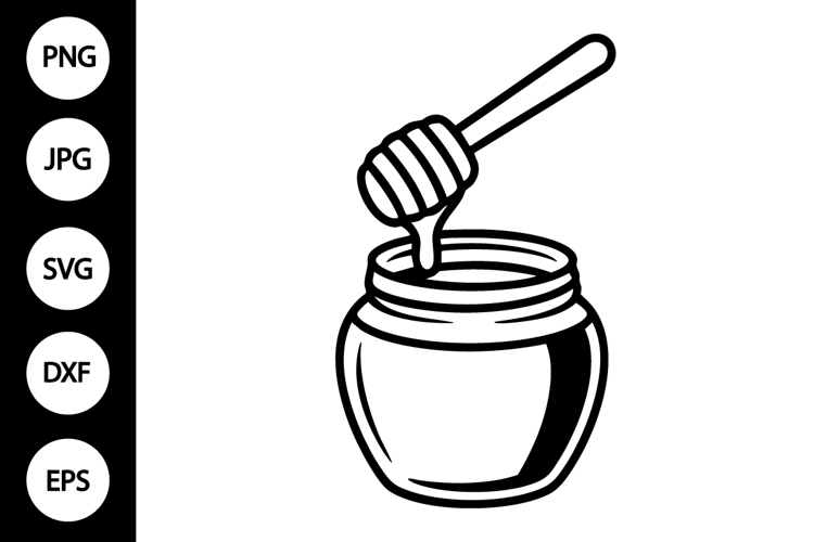 Dripping Honey Jar Outline SVG, Coloring Page