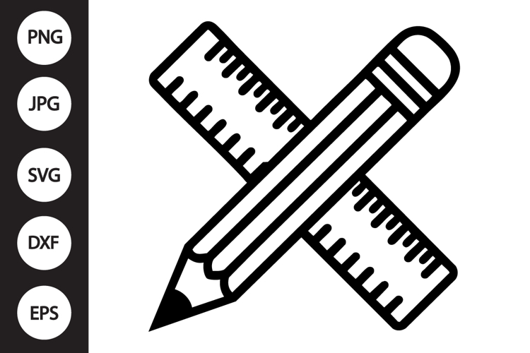Ruler and Pencil Crossed SVG example image 1