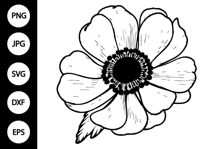 Flower Clipart Black And White Image 21