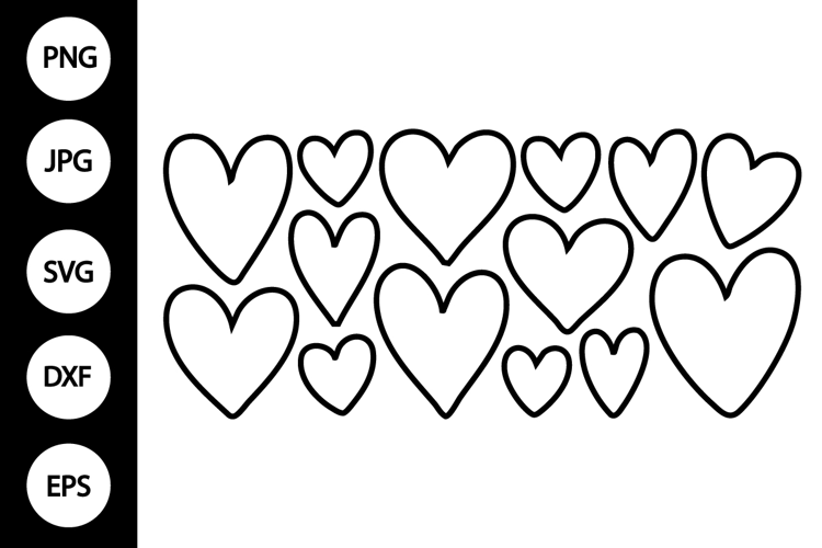 Hearts Outline SVG, Coloring Page