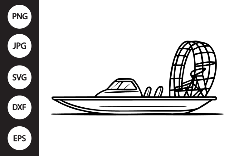 Airboat Outline SVG, Coloring Page