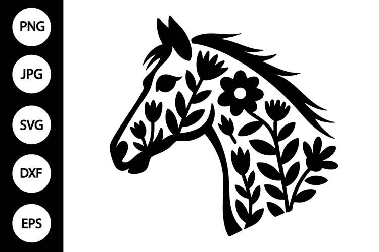 Floral Horse Head SVG