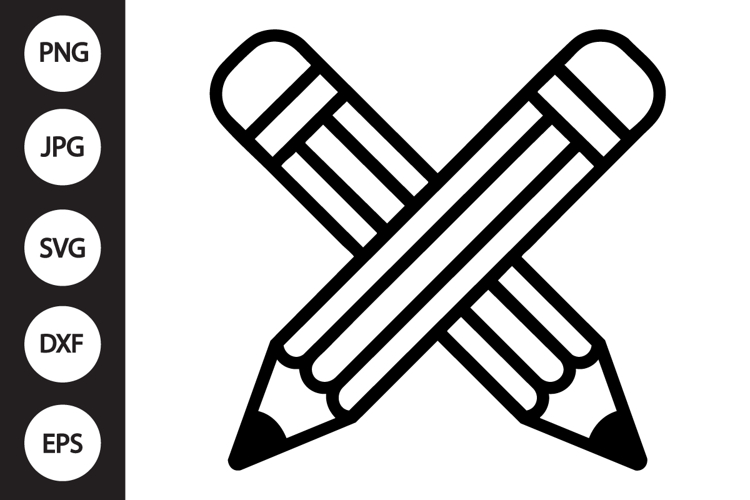 Crossed Pencils SVG example image 1