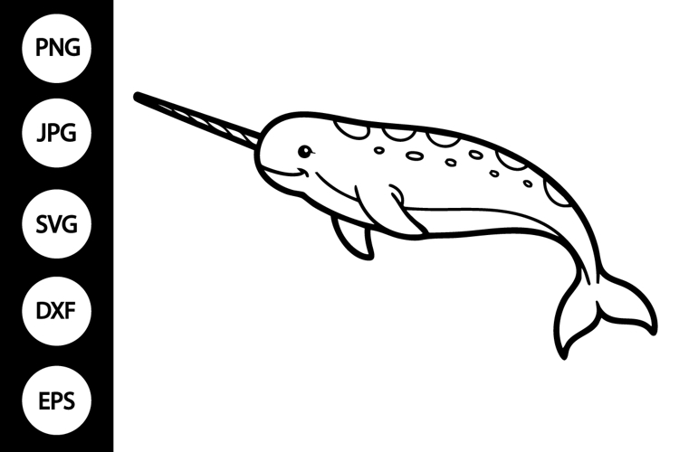 Narwhal Outline SVG, Coloring Page